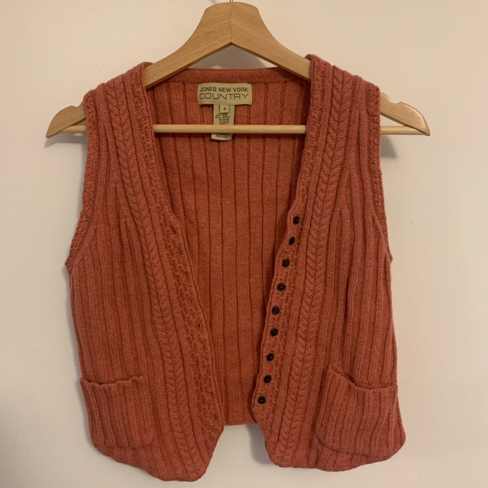 Pink vintage button vest